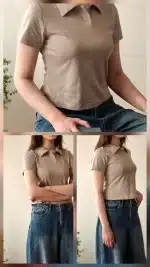 پلوشرت کراپ زنانه کرم
